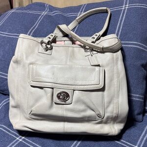 Coach Gray Leather Tote Bag